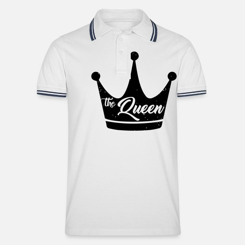 The Queen - Männer Tipped Poloshirt - Weiß/Navy