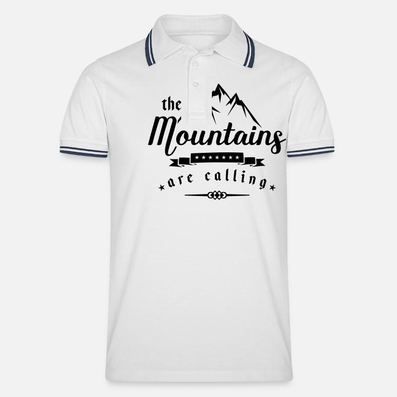 mountains are calling design - Männer Tipped Poloshirt - Weiß/Navy