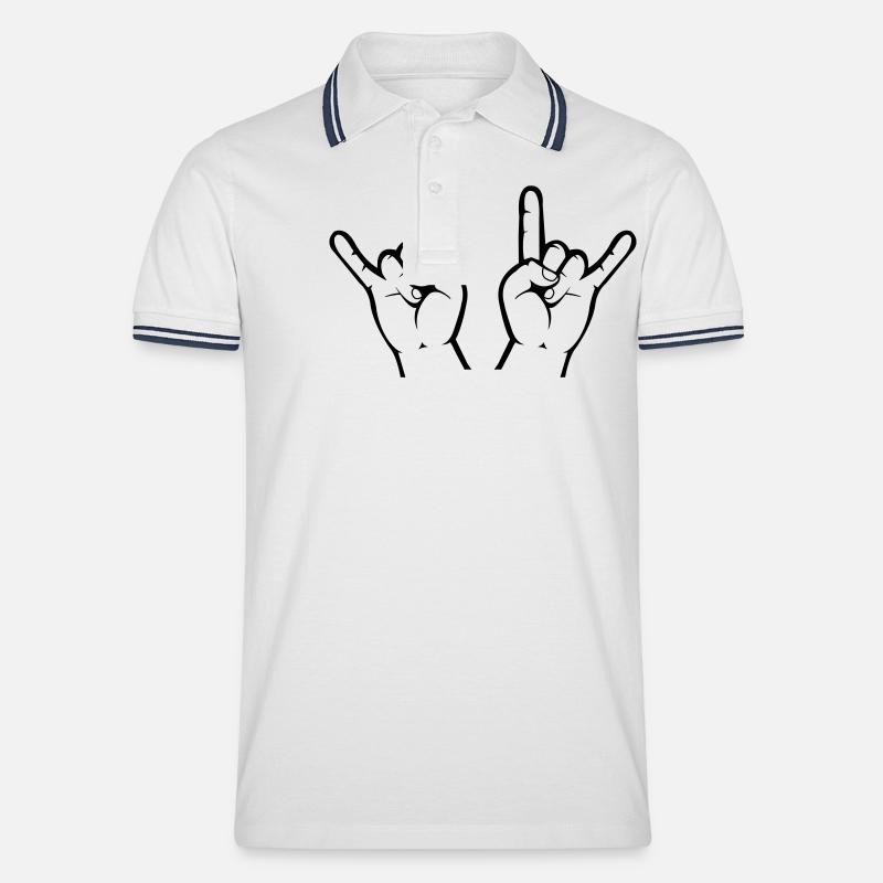haende_001 - Männer Tipped Poloshirt - Weiß/Navy