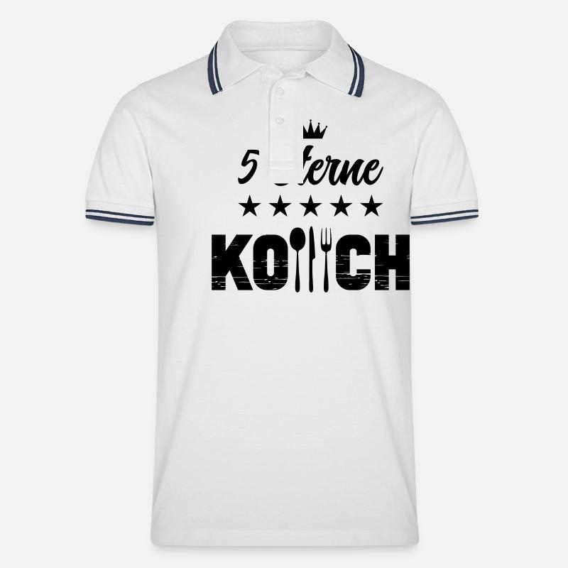5 sterne koch - Männer Tipped Poloshirt - Weiß/Navy