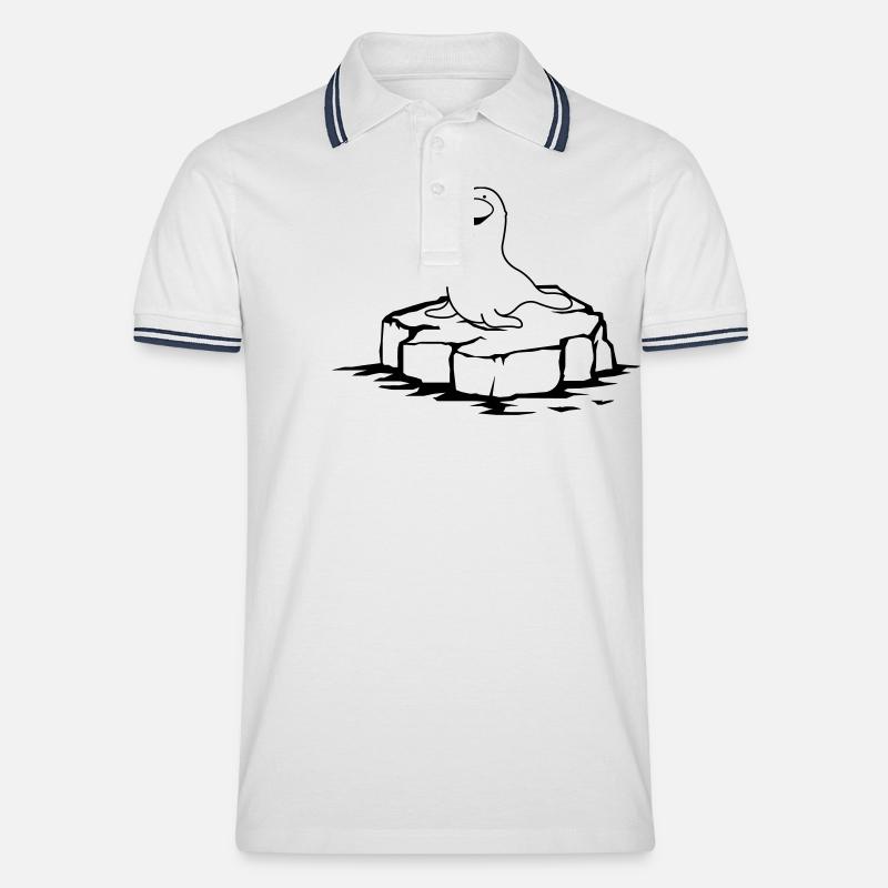 seehund auf eis - Männer Tipped Poloshirt - Weiß/Navy