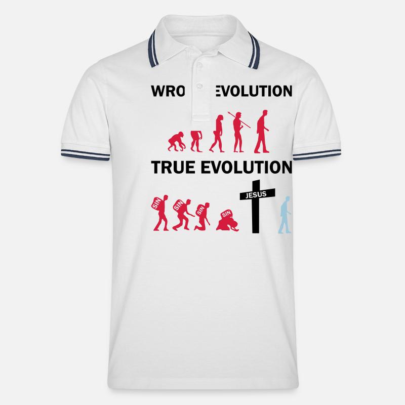 Jésus de la véritable évolution - Polo tipped Homme - blanc/marine