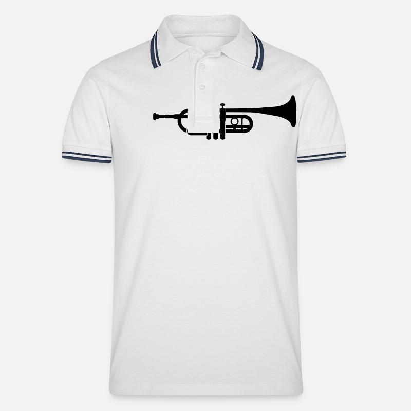 Trompete - Männer Tipped Poloshirt - Weiß/Navy