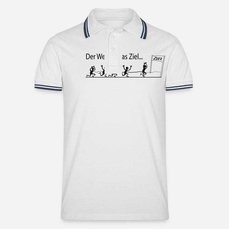 DAS ZIEL - MARATHON - Männer Tipped Poloshirt - Weiß/Navy