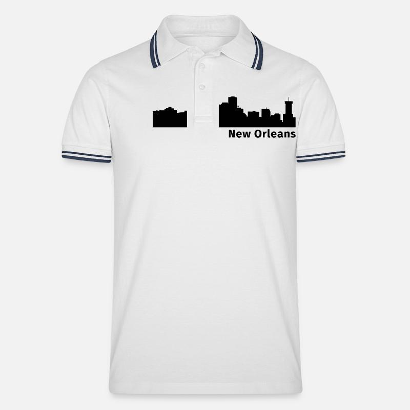 New Orleans - Männer Tipped Poloshirt - Weiß/Navy