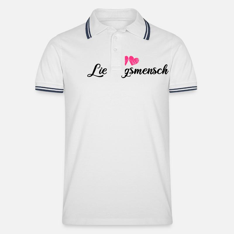 Lieblingsmensch - Männer Tipped Poloshirt - Weiß/Navy