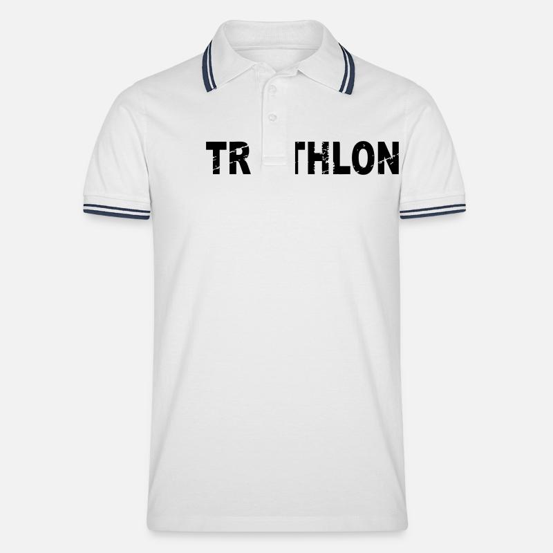 Triathlon - Männer Tipped Poloshirt - Weiß/Navy