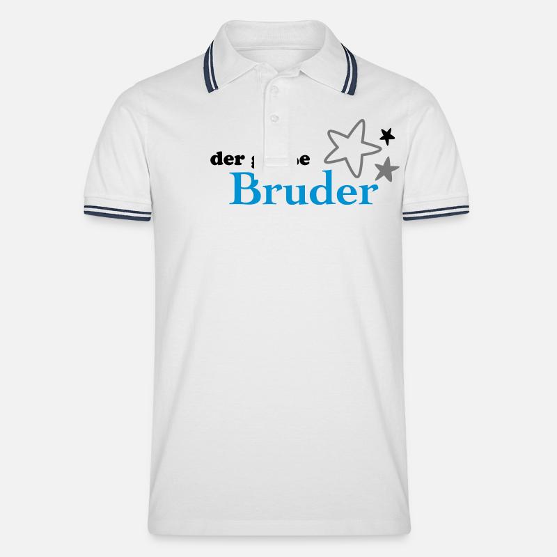 Der große Bruder - Männer Tipped Poloshirt - Weiß/Navy