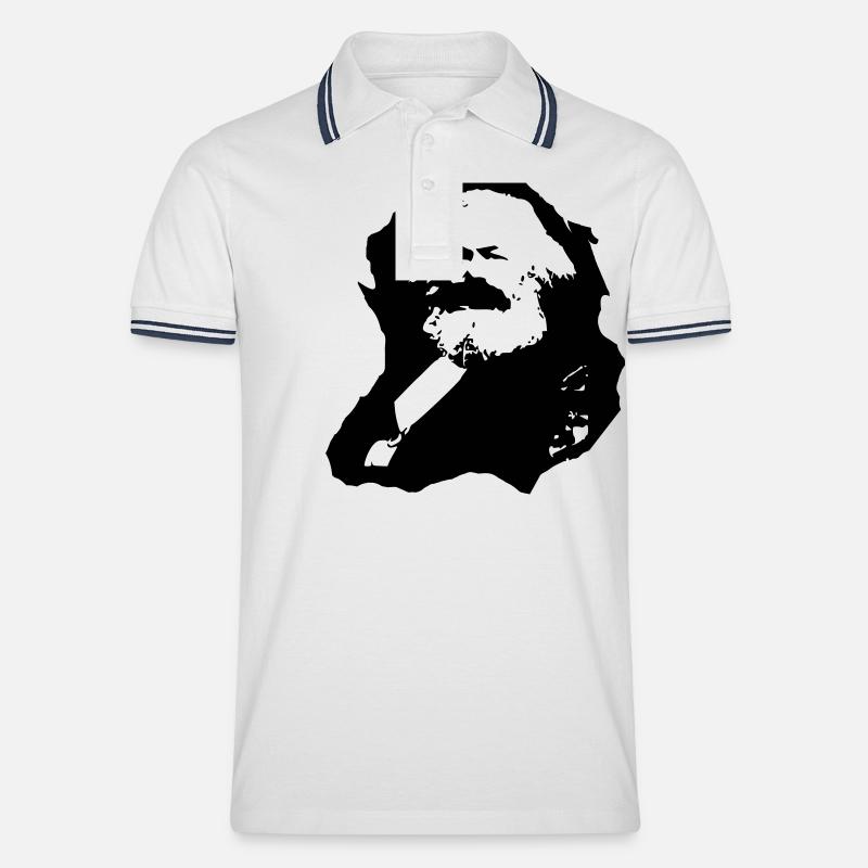 Karl Marx - Männer Tipped Poloshirt - Weiß/Navy