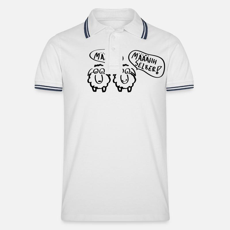 schafe - Männer Tipped Poloshirt - Weiß/Navy