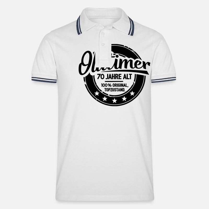 Oldtimer 70 Jahre alt - Männer Tipped Poloshirt - Weiß/Navy