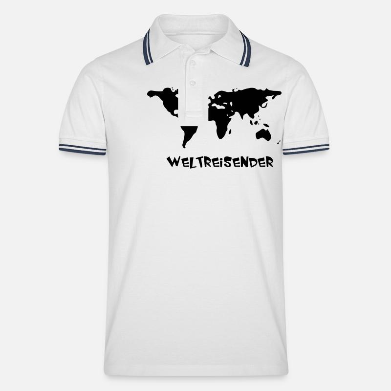 Weltreisender - Männer Tipped Poloshirt - Weiß/Navy