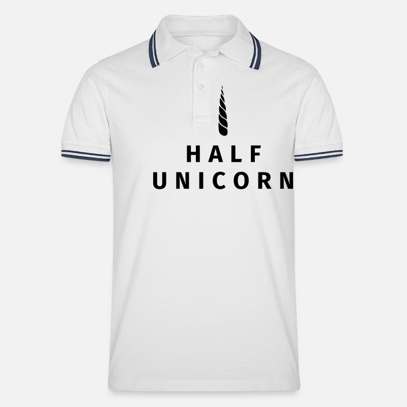 Half Unicorn - Männer Tipped Poloshirt - Weiß/Navy