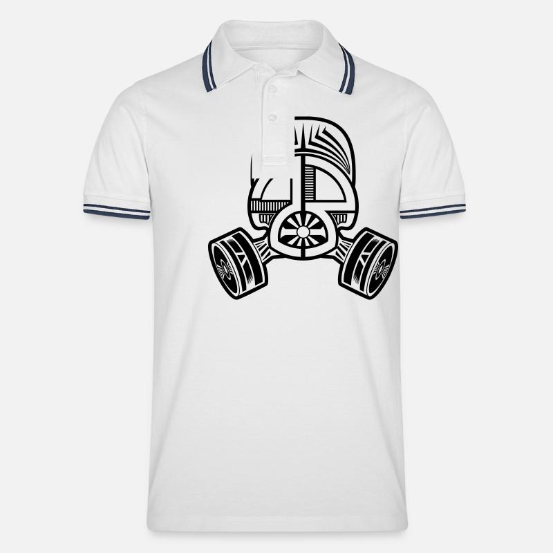 Masque à gaz 23 - Polo tipped Homme - blanc/marine