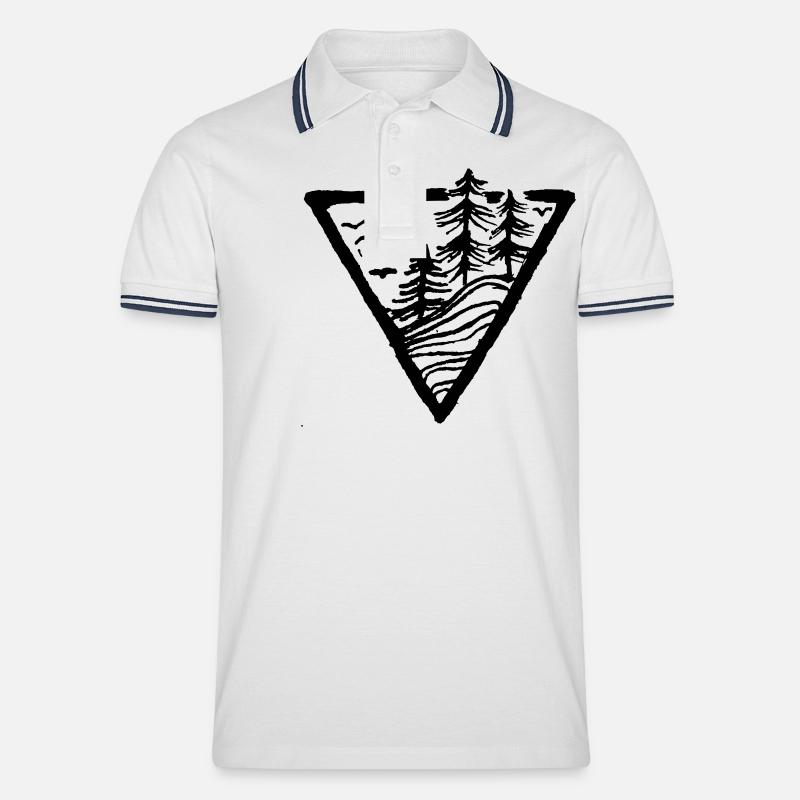 Trees - Männer Tipped Poloshirt - Weiß/Navy