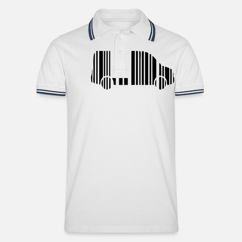 camper van strichcode - Männer Tipped Poloshirt - Weiß/Navy