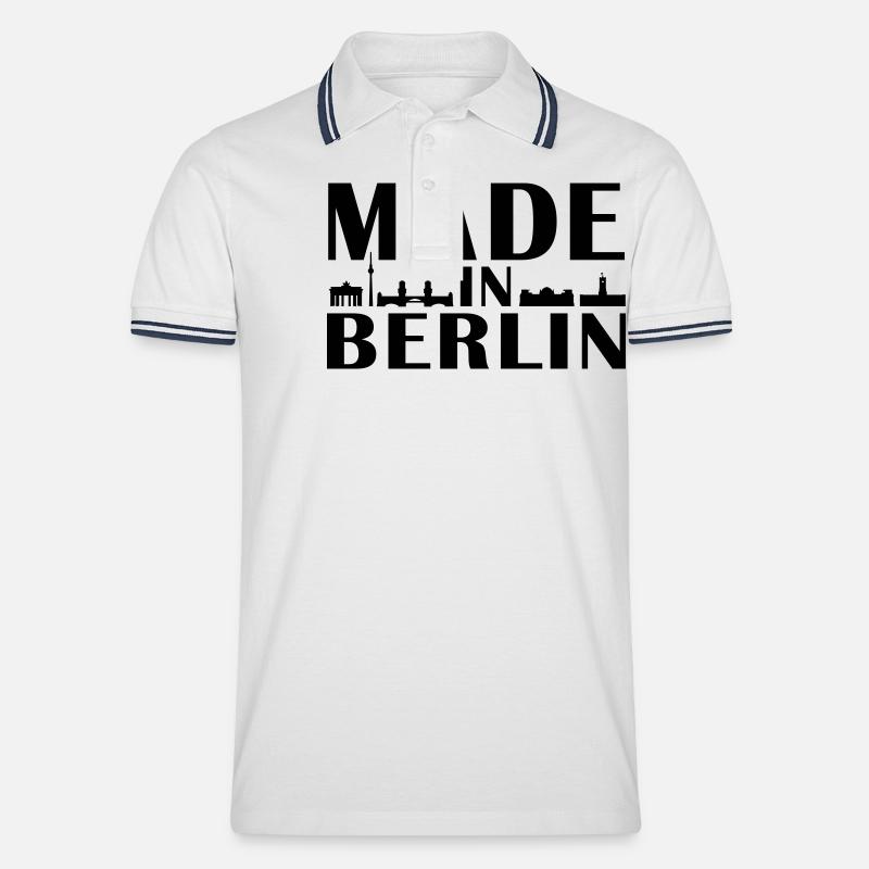 Berlin - Männer Tipped Poloshirt - Weiß/Navy