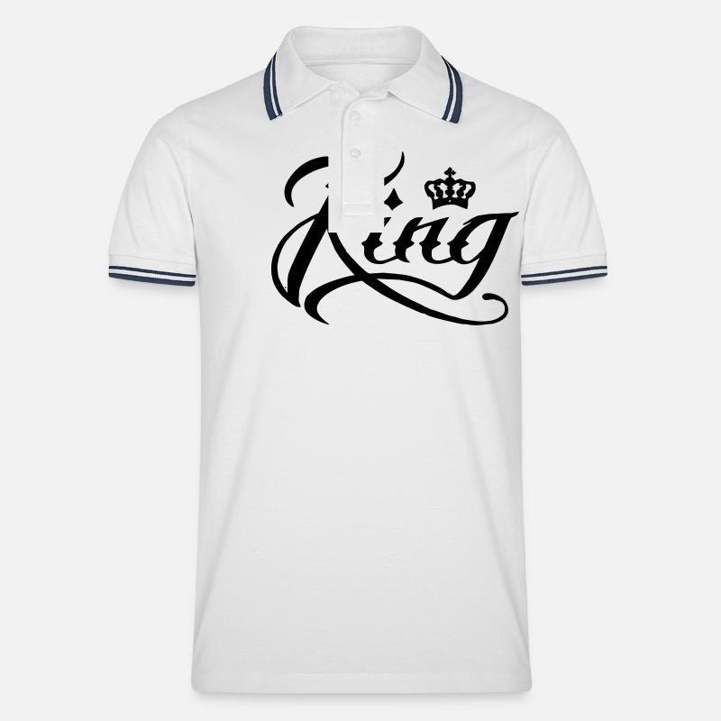 king - Männer Tipped Poloshirt - Weiß/Navy
