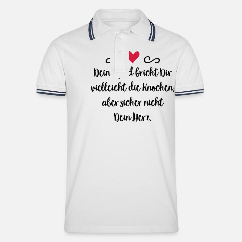Pferd - Männer Tipped Poloshirt - Weiß/Navy
