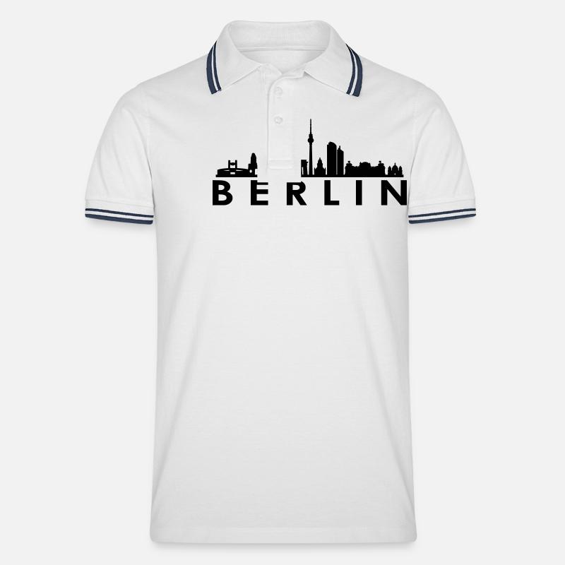 Skyline - Berlin - Männer Tipped Poloshirt - Weiß/Navy