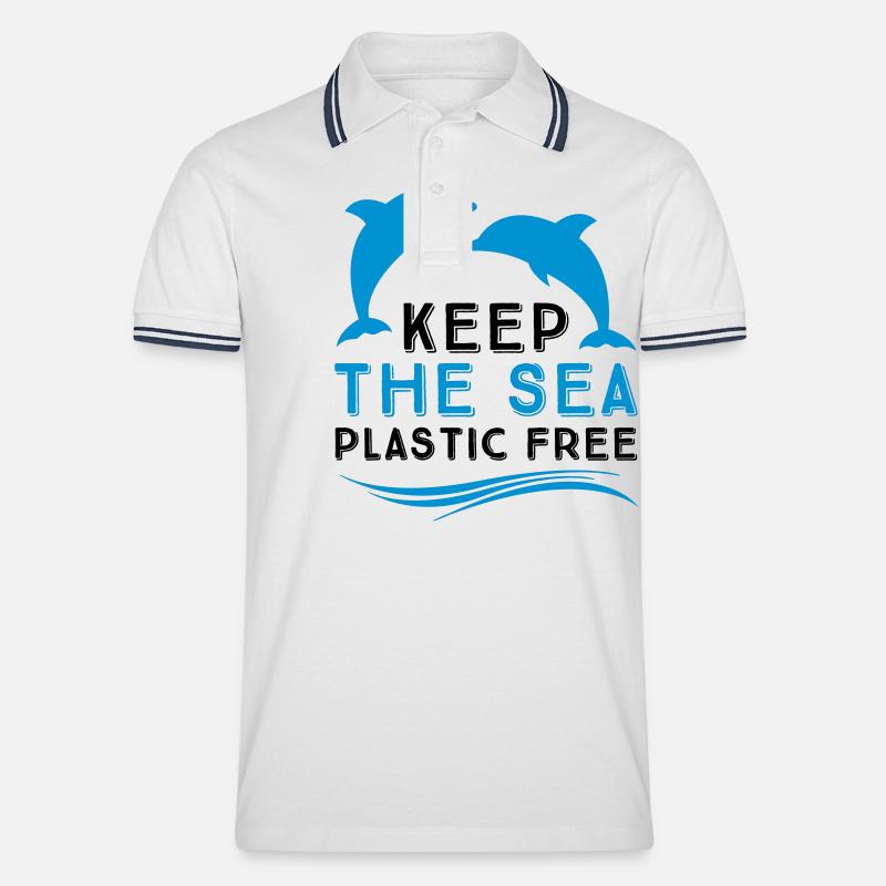 Umweltschutz im Meer - Männer Tipped Poloshirt - Weiß/Navy