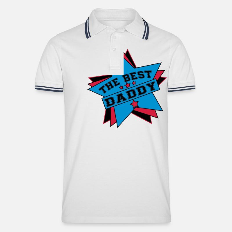 DER BESTE PAPA - Männer Tipped Poloshirt - Weiß/Navy