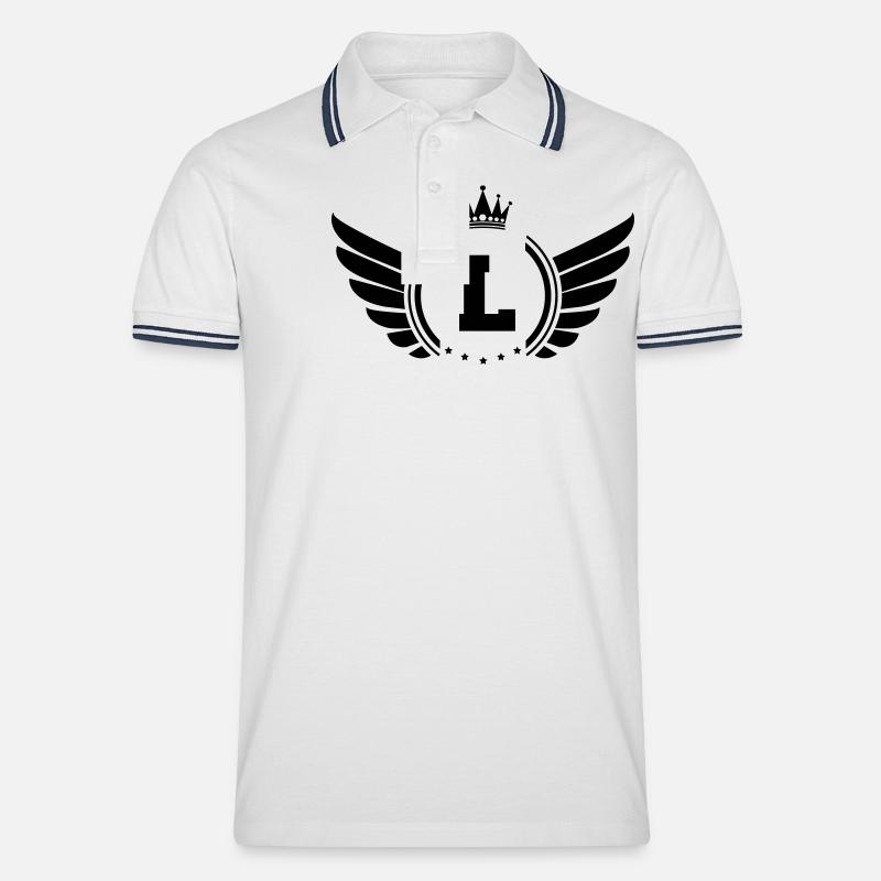 wappen L - Männer Tipped Poloshirt - Weiß/Navy