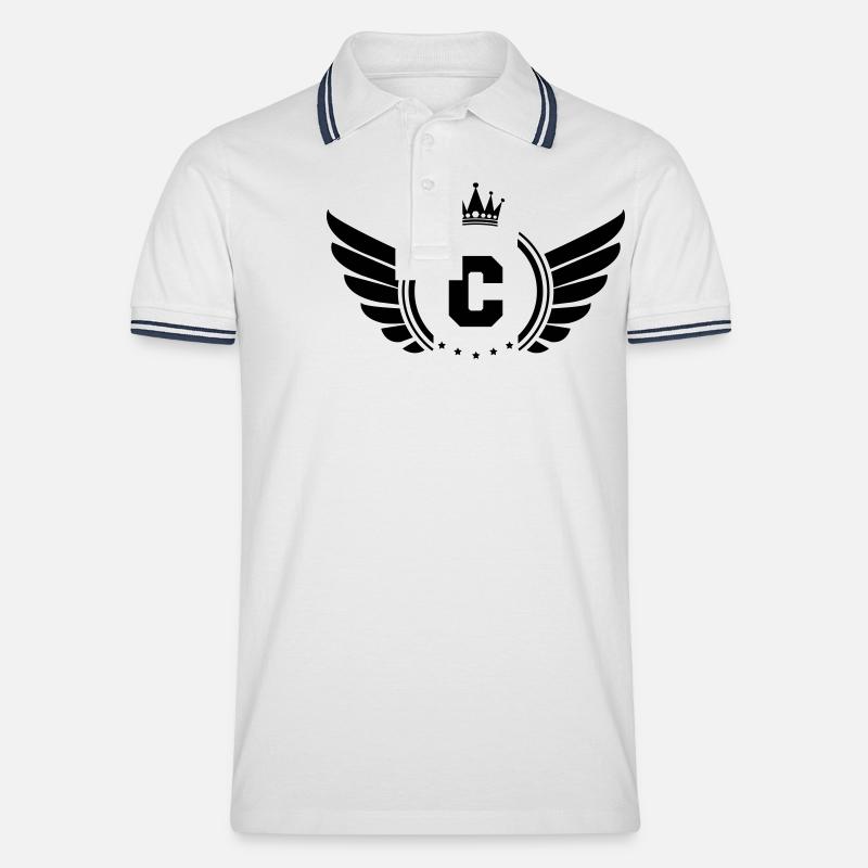 wappen C - Männer Tipped Poloshirt - Weiß/Navy