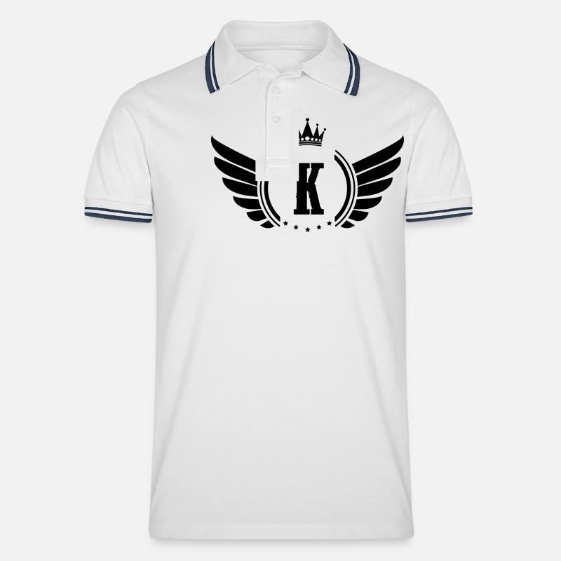 wappen k - Männer Tipped Poloshirt - Weiß/Navy