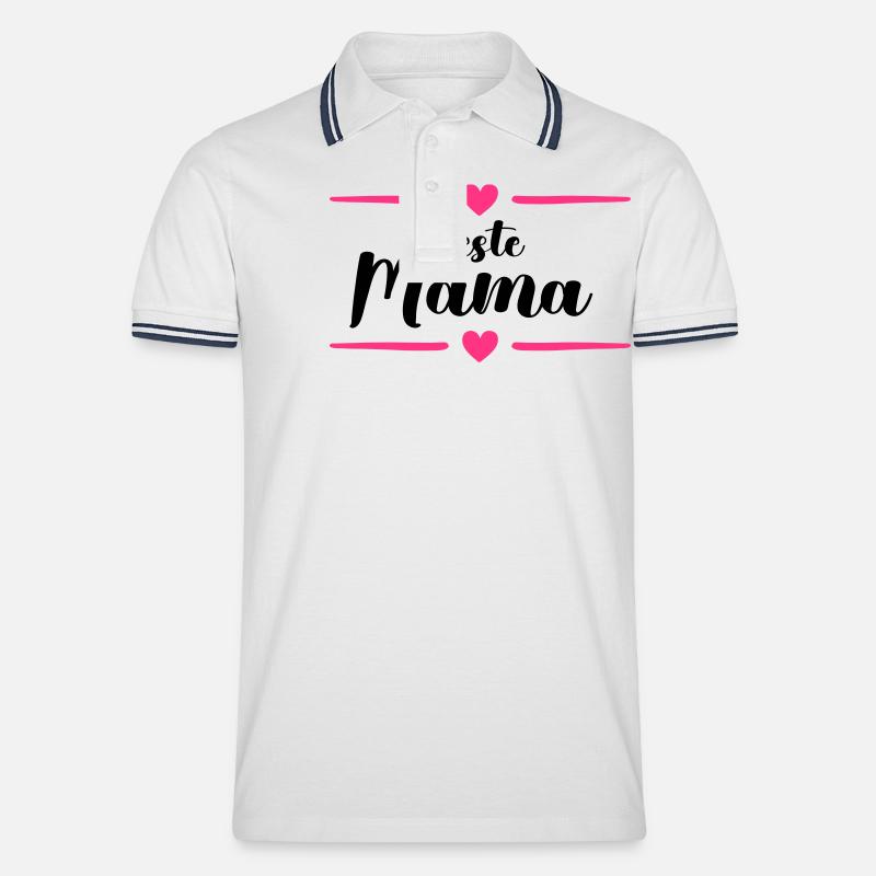 beste mama - Männer Tipped Poloshirt - Weiß/Navy