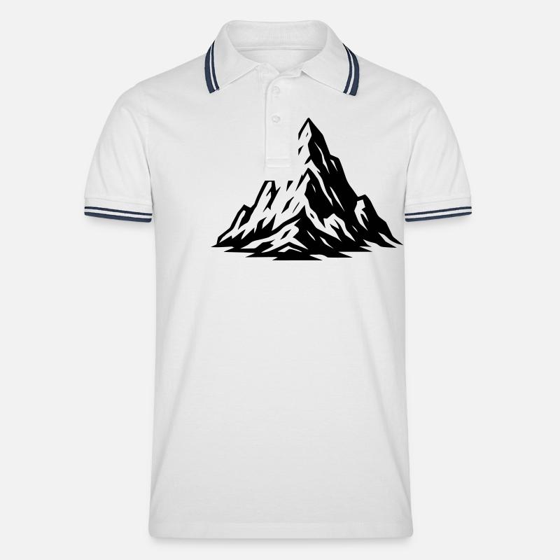 Berg Symbol Gebirge - Männer Tipped Poloshirt - Weiß/Navy