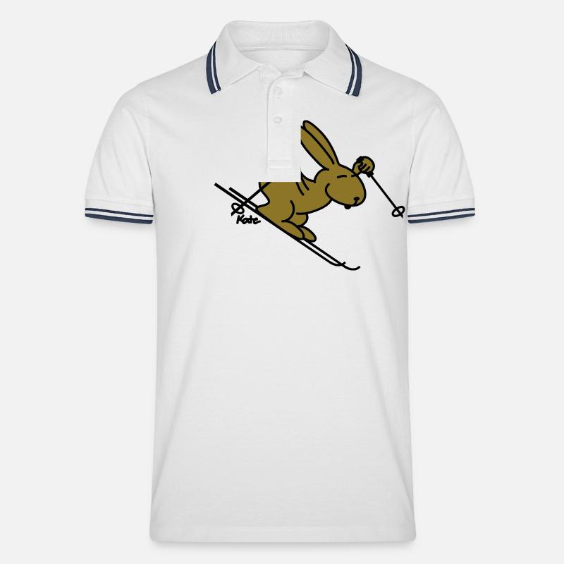 Skihase (farbig) - Männer Tipped Poloshirt - Weiß/Navy