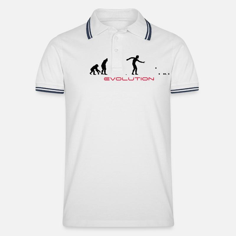 Eigelb Pétanque-T-Shirts - Männer Tipped Poloshirt - Weiß/Navy