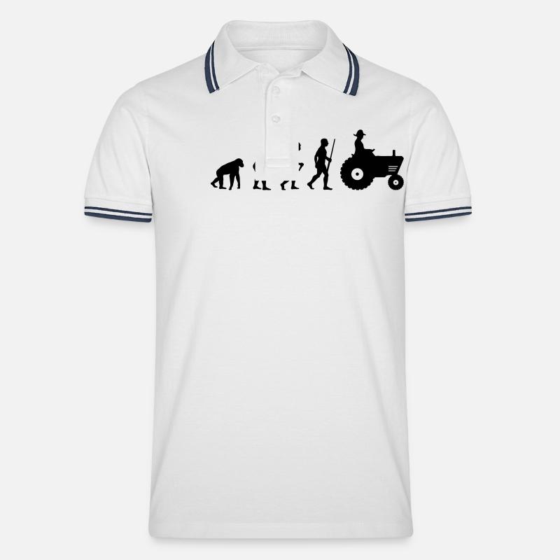 Farmer Evolution - Männer Tipped Poloshirt - Weiß/Navy