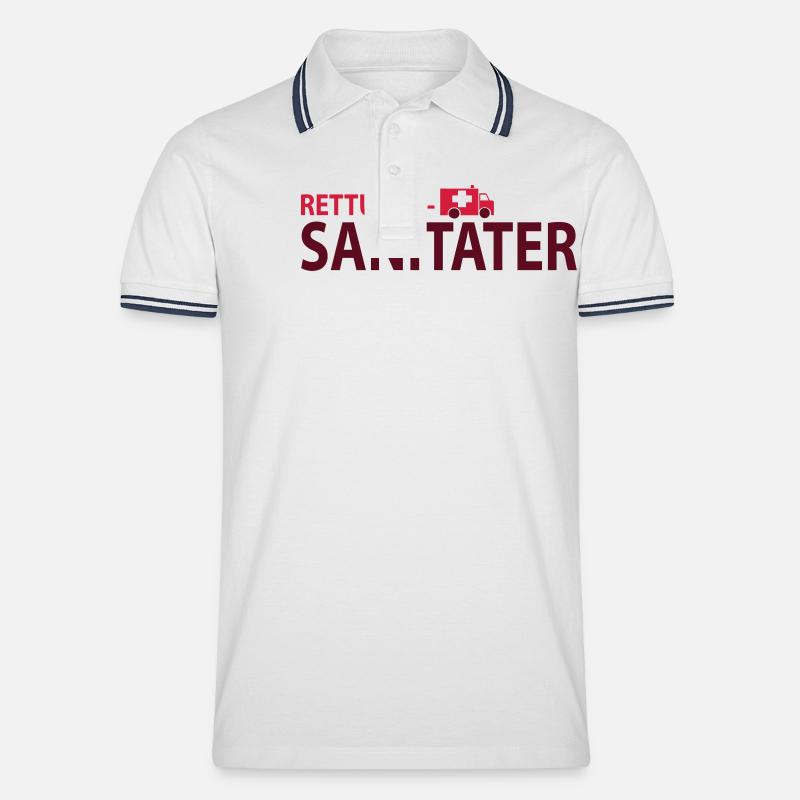 rettungssani2 - Männer Tipped Poloshirt - Weiß/Navy