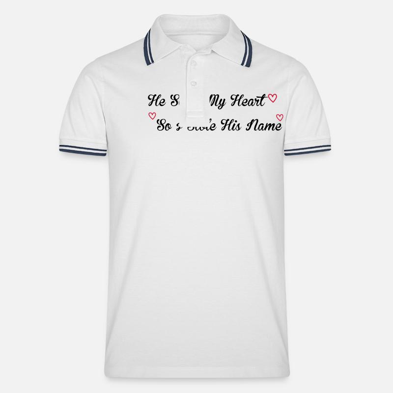 Stole My Heart - Männer Tipped Poloshirt - Weiß/Navy