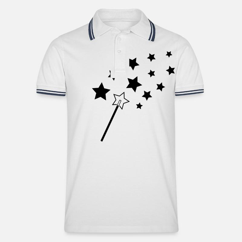 zauberstab - Männer Tipped Poloshirt - Weiß/Navy