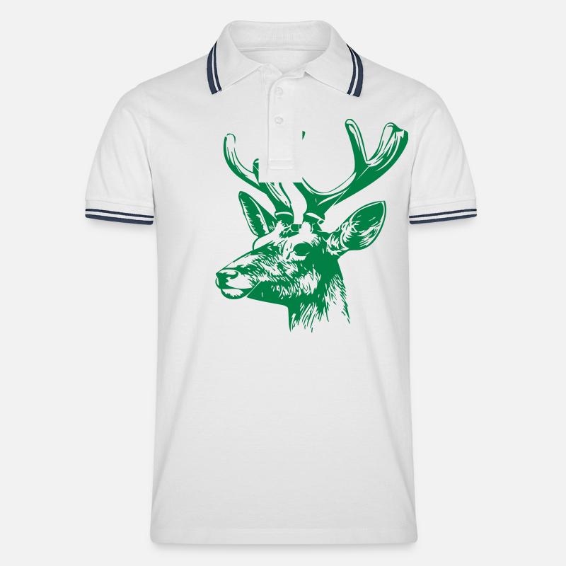reh kopf - Männer Tipped Poloshirt - Weiß/Navy