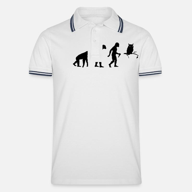 Owl Evolution - Männer Tipped Poloshirt - Weiß/Navy