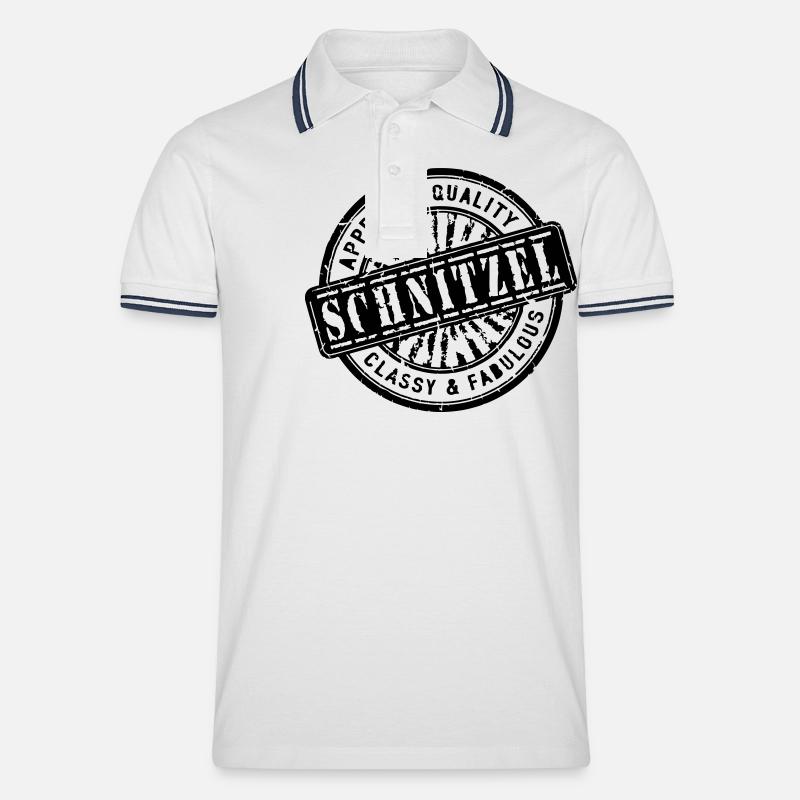 Schnitzel Stamp - Männer Tipped Poloshirt - Weiß/Navy