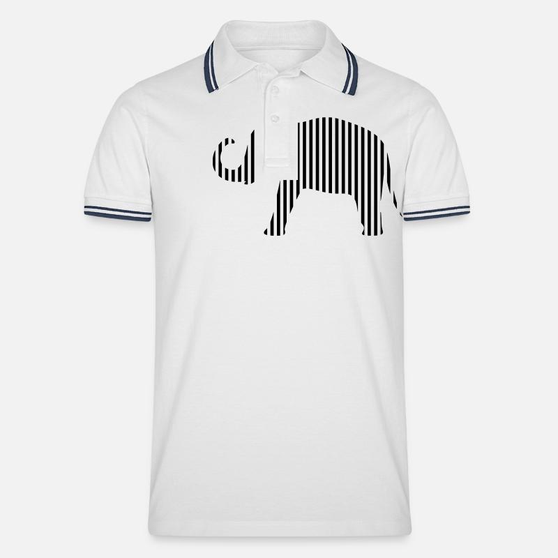 014 - Elefant Streifen - Männer Tipped Poloshirt - Weiß/Navy