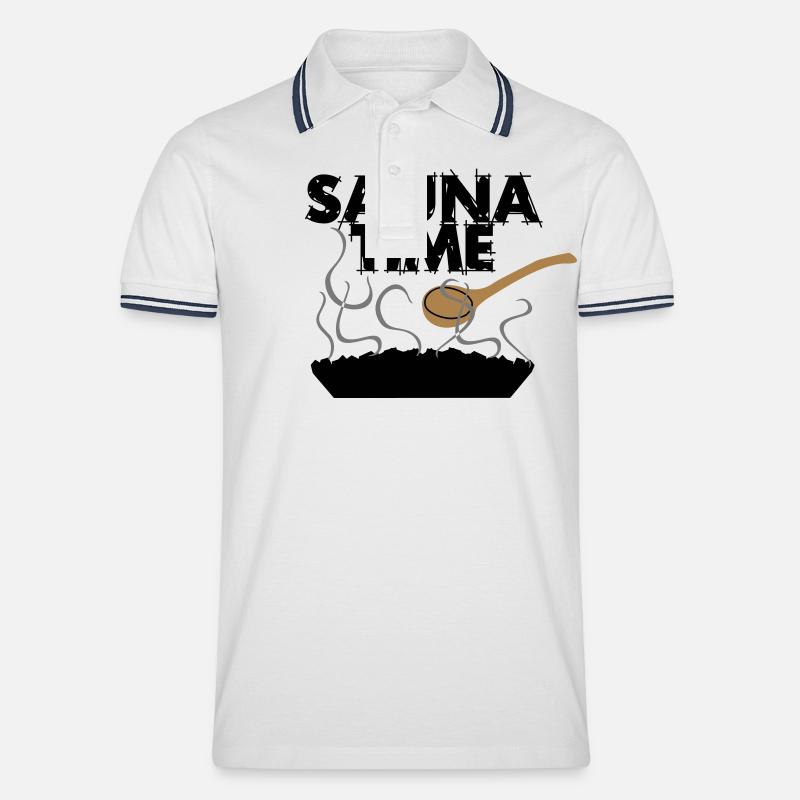 saunatime - Männer Tipped Poloshirt - Weiß/Navy