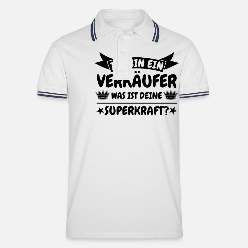 Verkäufer - Männer Tipped Poloshirt - Weiß/Navy