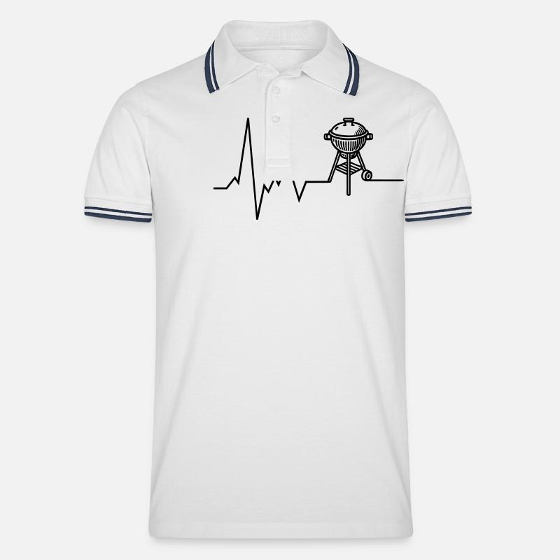 Heartbeat BBQ Grill Grillades - Polo tipped Homme - blanc/marine