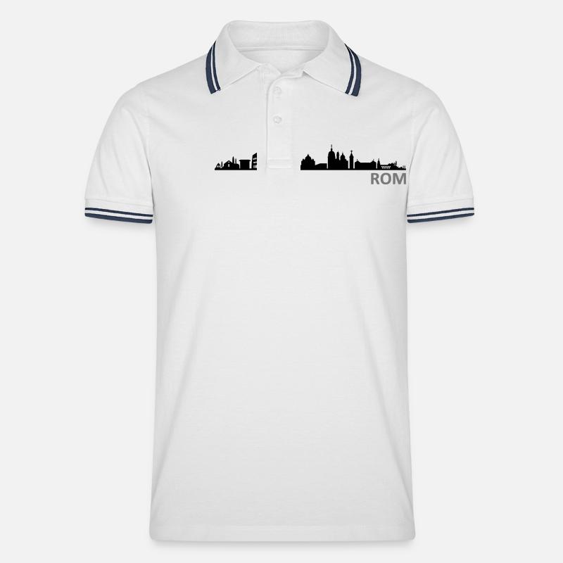 Skyline - Rom - Männer Tipped Poloshirt - Weiß/Navy
