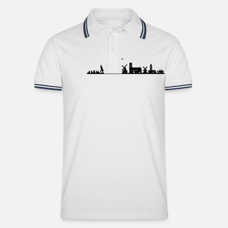 Skyline - Föhr - Männer Tipped Poloshirt - Weiß/Navy