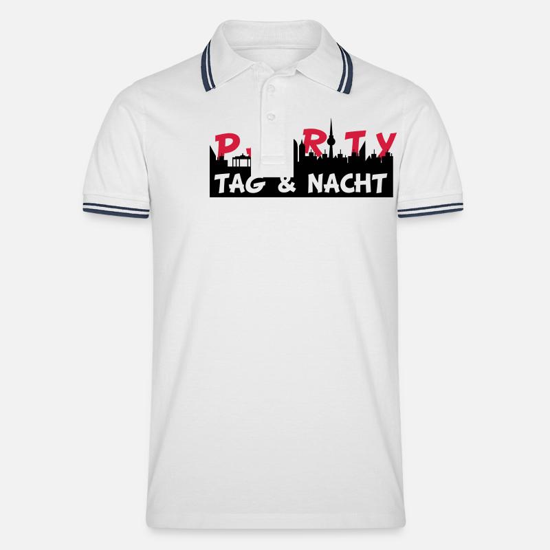 party2 - Männer Tipped Poloshirt - Weiß/Navy
