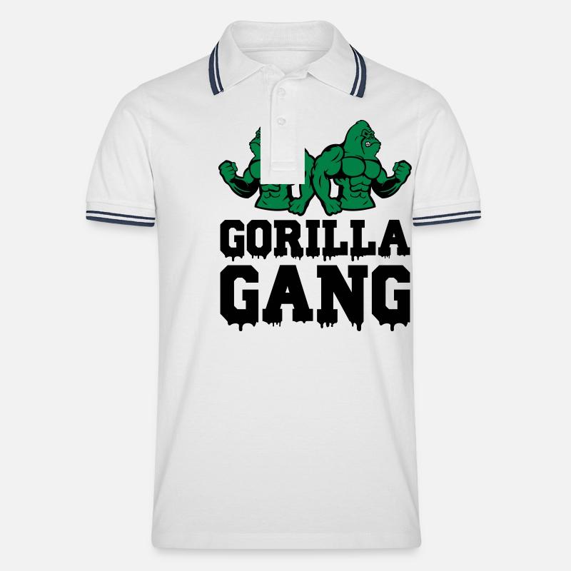 gorilla gang - Männer Tipped Poloshirt - Weiß/Navy
