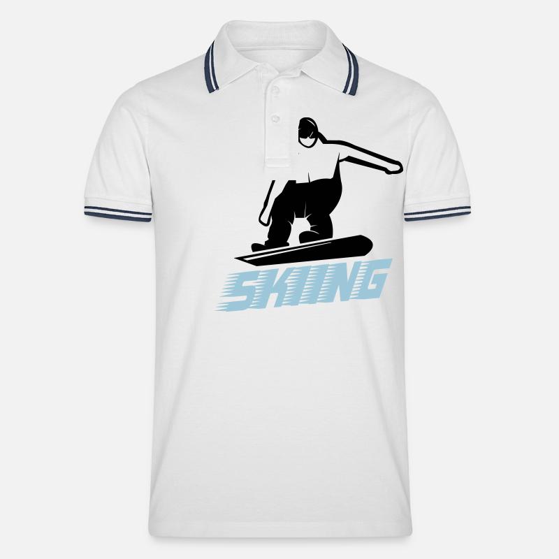 skiing - Männer Tipped Poloshirt - Weiß/Navy