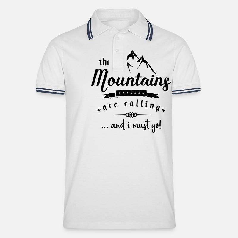 mountains are calling - Männer Tipped Poloshirt - Weiß/Navy